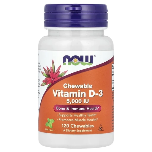 NOW Vitamin D-3 5000 МЕ 120 жев. табл. - мята