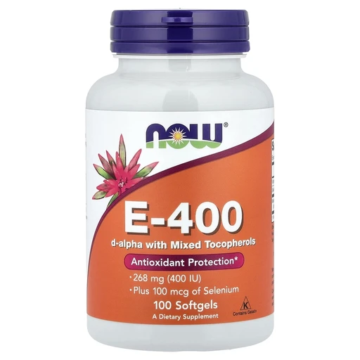 NOW E-400 Plus Selenium 268 мг (400 МЕ) + 100 мкг 100 капс.