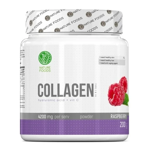 Nature Foods Collagen + Hyaluronic acid + Vit C W/O 200г - малина